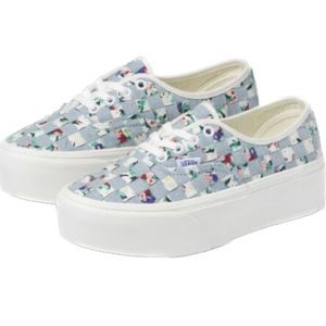 Vans authentic stac floral/multi checkered denim sneakers size 5.5